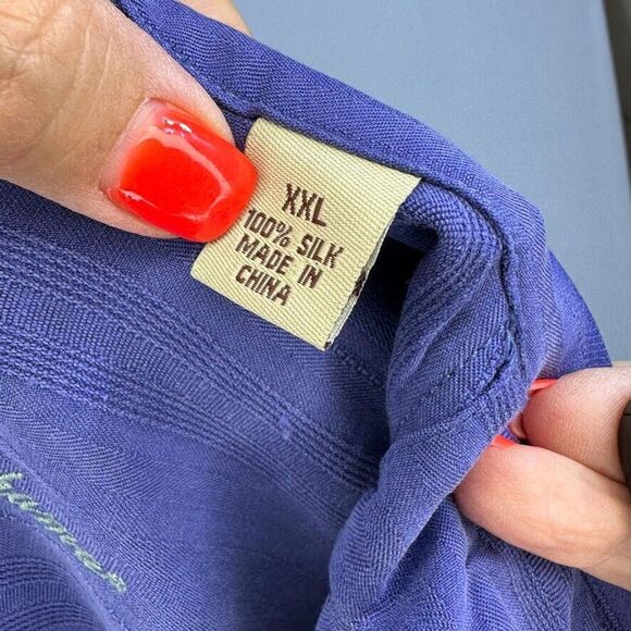 Tommy Bahama XXL Shirt Mens Blue Silk Hawaiian Short Sleeve Button up Tropical - Picture 3 of 12